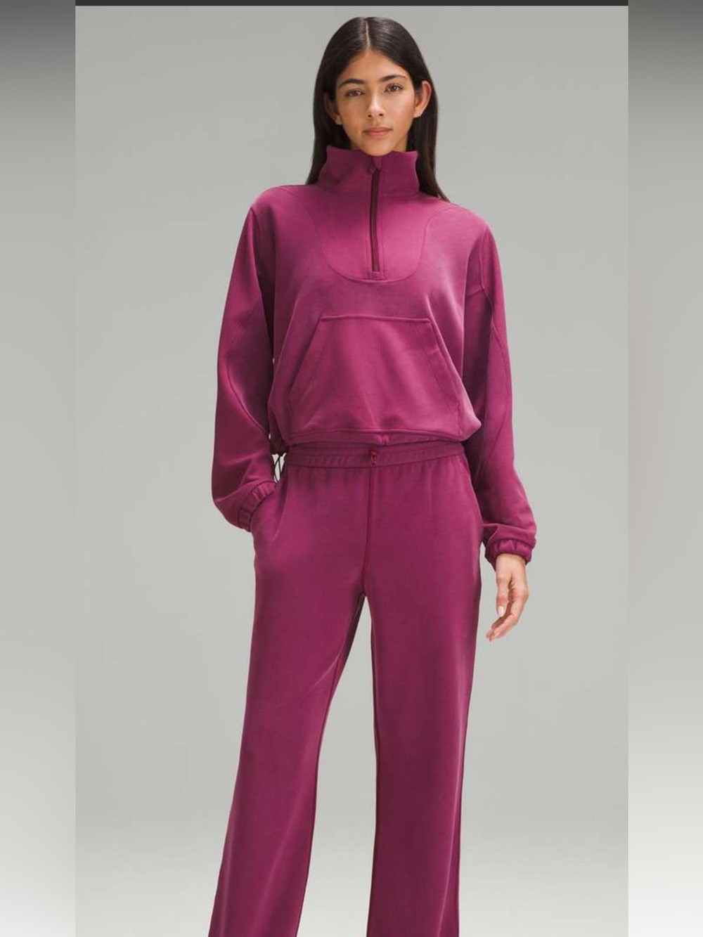 Lululemon sz 8 Brushed Softstreme Ribbed Half Zip
Deep Luxe Plum pink Pullover